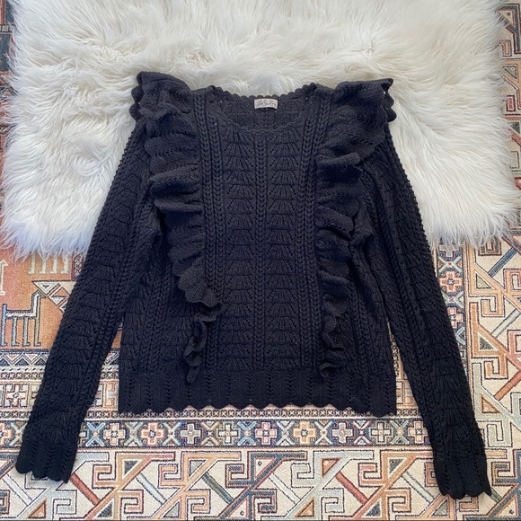 LoveShackFancy Sweaters - LoveShackFancy Black Alpaca Knit Sweater - L